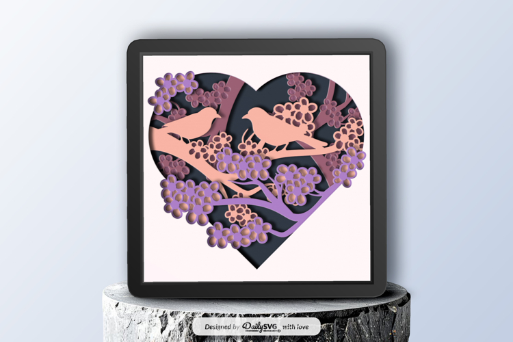 Floral Bird Layered Shadow Box