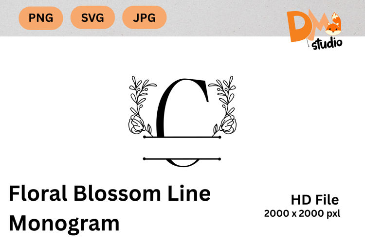 Floral Blossom Line Monogram