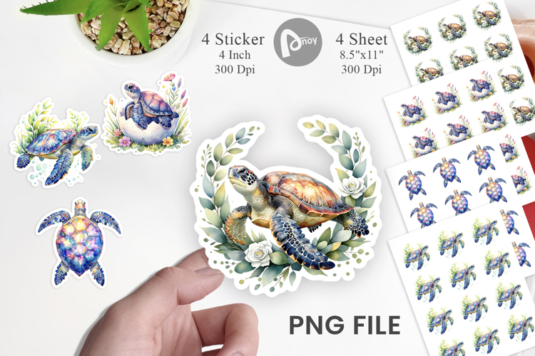 Floral Boho Sea Turtle Sticker