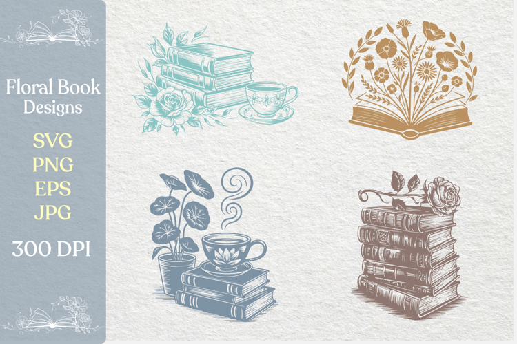 Floral Book SVG PNG Designs
