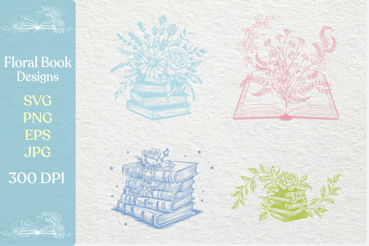 Floral Book SVG PNG Designs