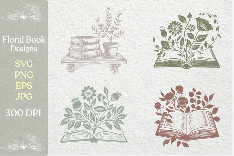 Floral Book SVG PNG Designs