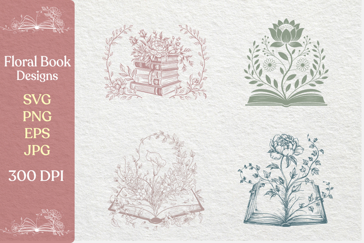 Floral Book SVG PNG Designs