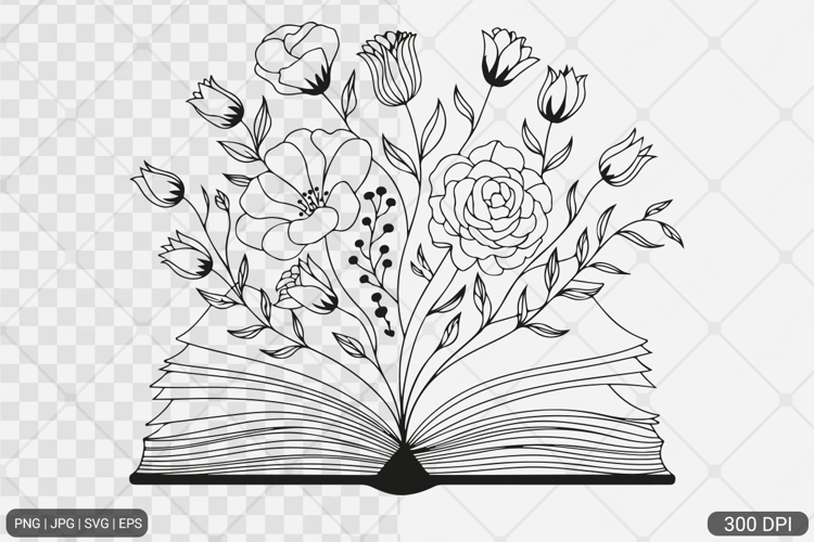 Floral Book SVG PNG | Book with Flowers