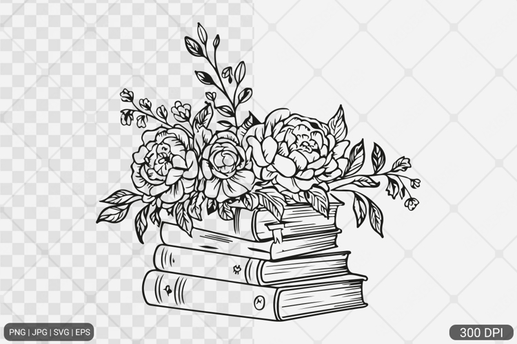 Floral Book SVG PNG | Book with Flowers