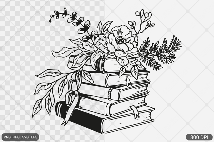 Floral Book SVG PNG | Book with Flowers
