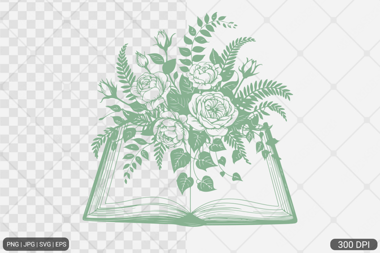 Floral Book PNG SVG | Book with Flowers