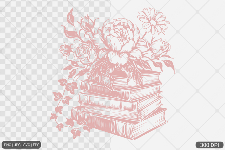 Floral Book PNG SVG | Book with Flowers