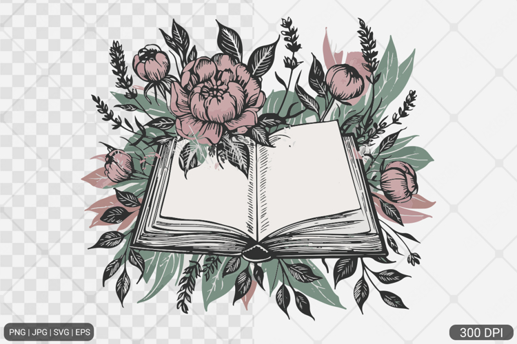 Floral Book PNG SVG | Book with Flowers