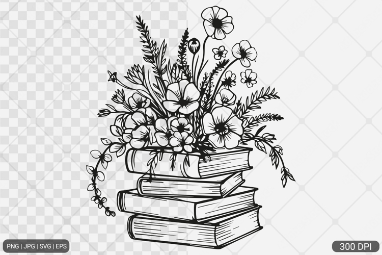 Floral Book SVG PNG | Book with Flowers