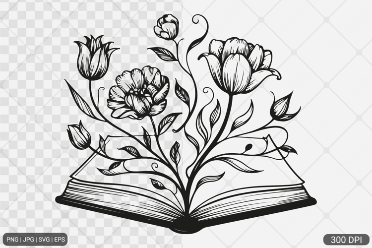 Floral Book SVG PNG | Book with Flowers