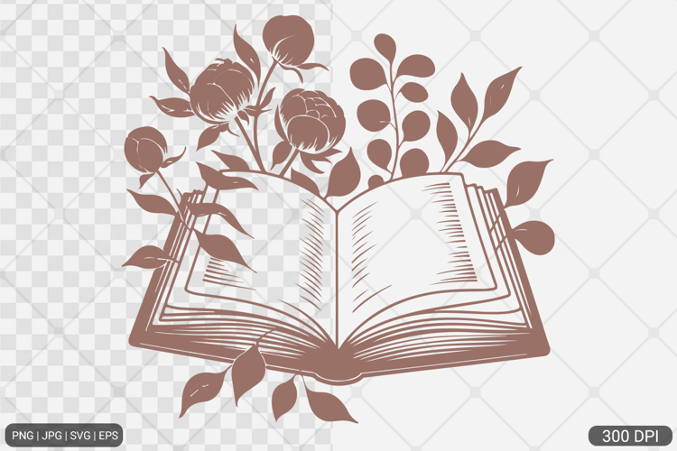 Floral Book PNG SVG | Book with Flowers