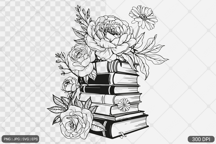 Floral Book SVG PNG | Book with Flowers