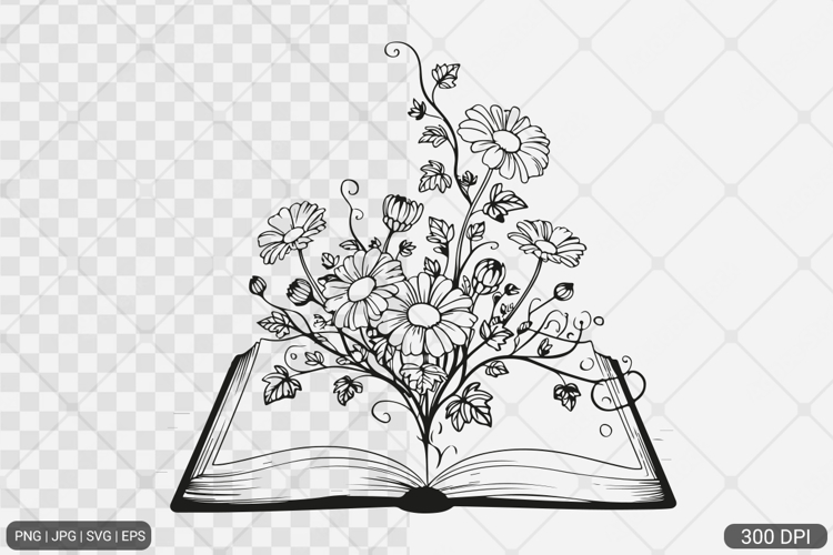 Floral Book SVG PNG | Book with Flowers