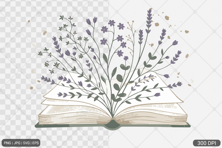 Floral Book PNG SVG | Book with Flowers