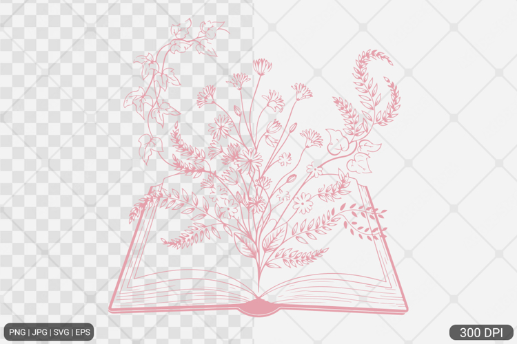 Floral Book PNG SVG | Book with Flowers
