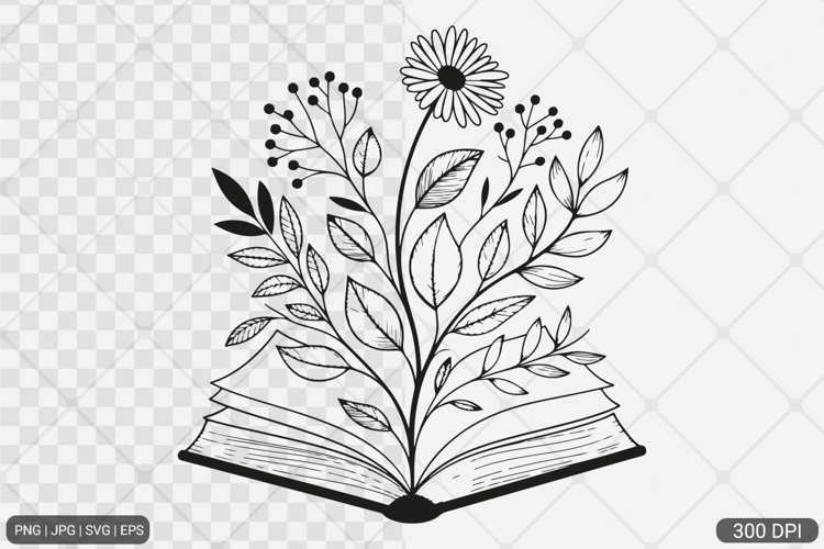Floral Book SVG PNG | Book with Flowers