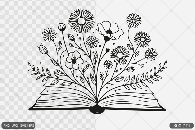 Floral Book SVG PNG | Book with Flowers
