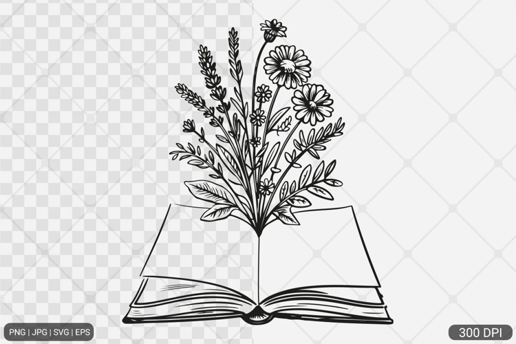 Floral Book SVG PNG | Book with Flowers