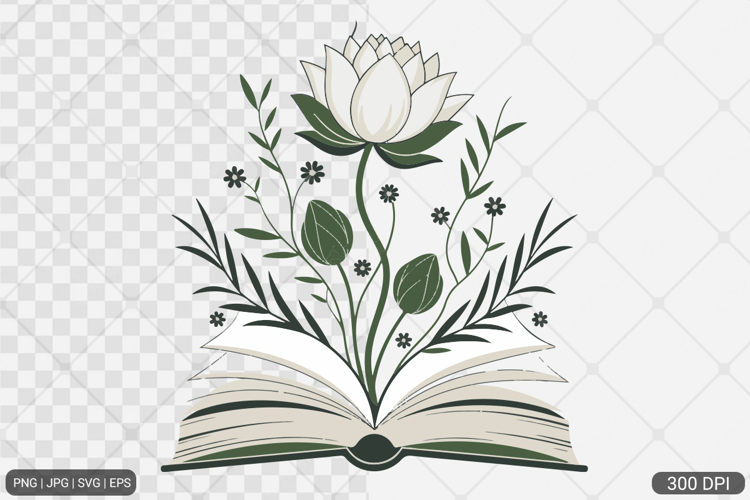 Floral Book PNG SVG | Book with Flowers