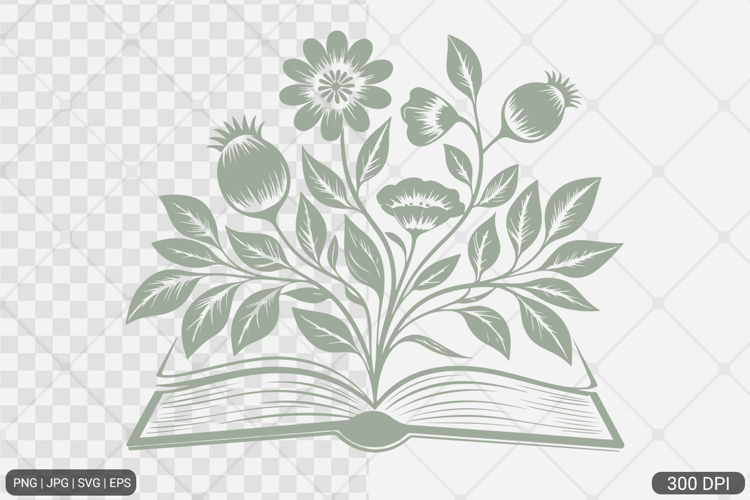 Floral Book PNG SVG | Book with Flowers