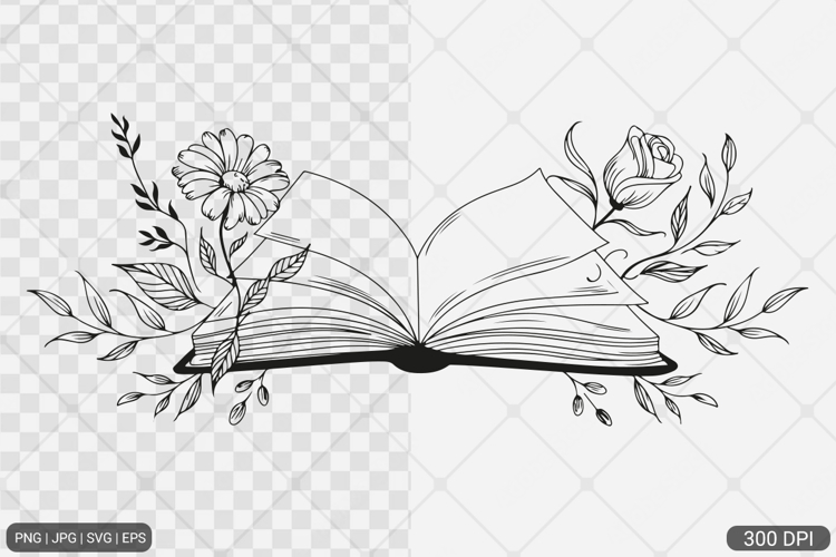 Floral Book SVG PNG | Book with Flowers