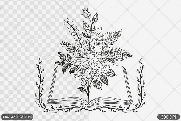 Floral Book SVG PNG | Book with Flowers