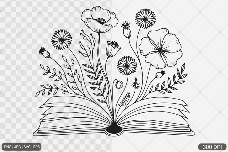 Floral Book SVG PNG | Book with Flowers