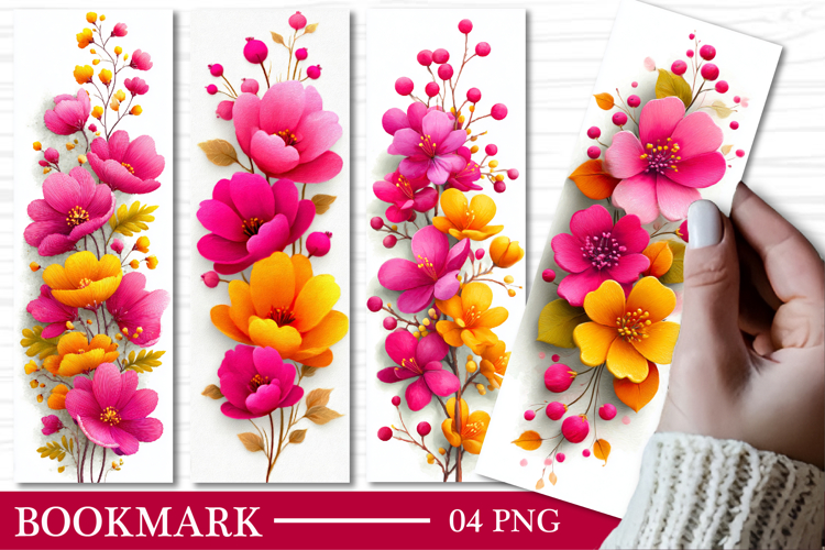 Floral Bookmark Design Flowers Bookmark Sublimation