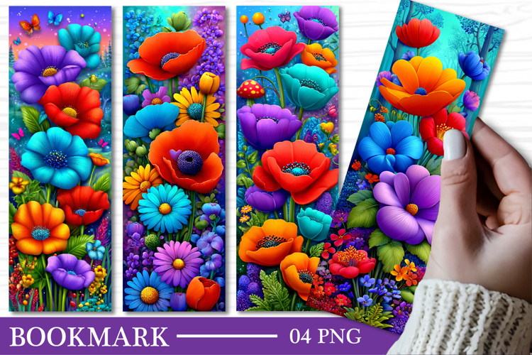 Floral Bookmark Design Flowers Bookmark Sublimation