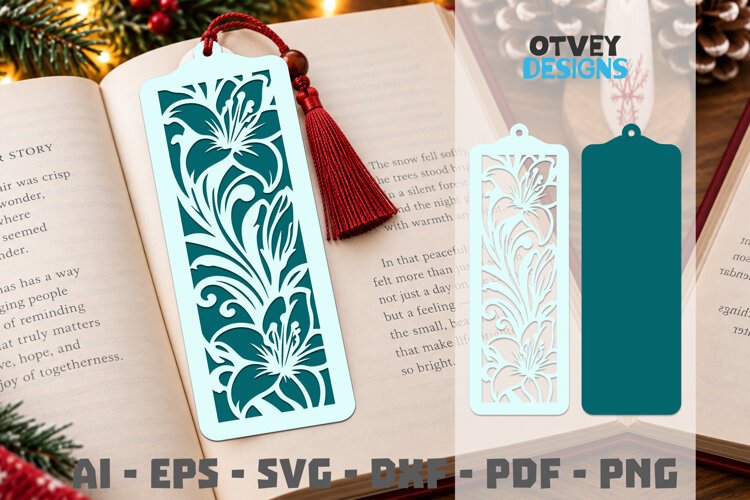 Floral Bookmark Papercut example image 1