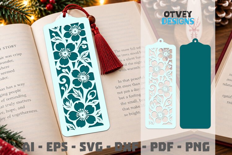 Floral Bookmark Papercut example image 1