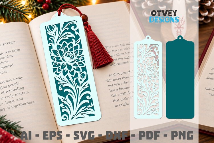Floral Bookmark Papercut example image 1