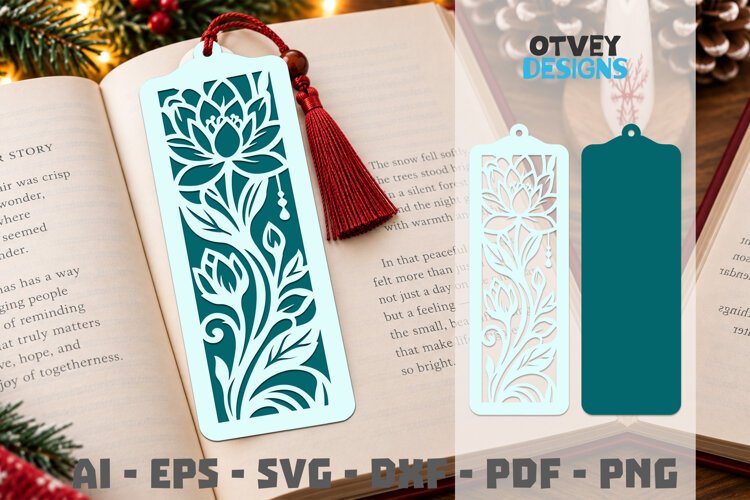 Floral Bookmark Papercut example image 1