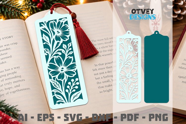 Floral Bookmark Papercut example image 1