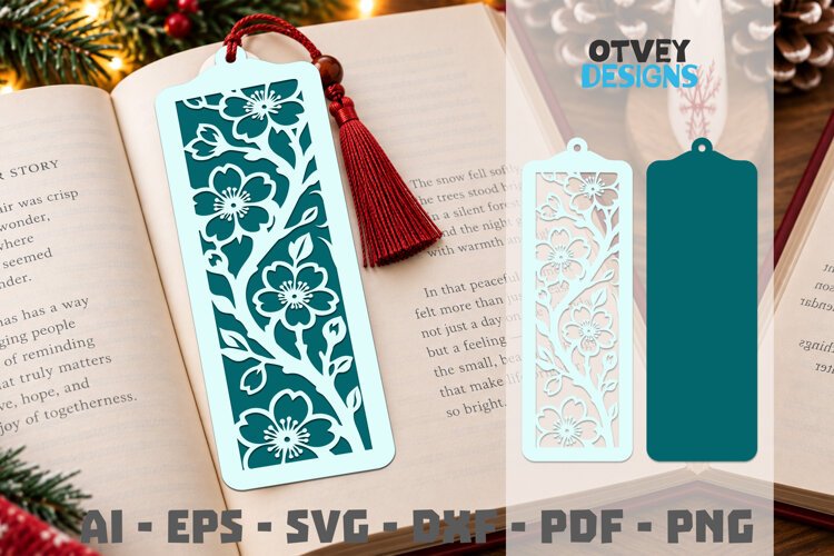 Floral Bookmark Papercut example image 1