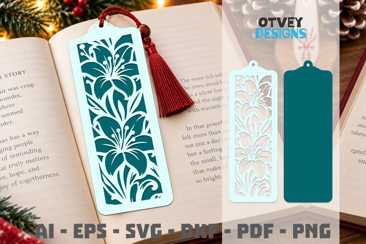 Floral Bookmark Papercut example image 1