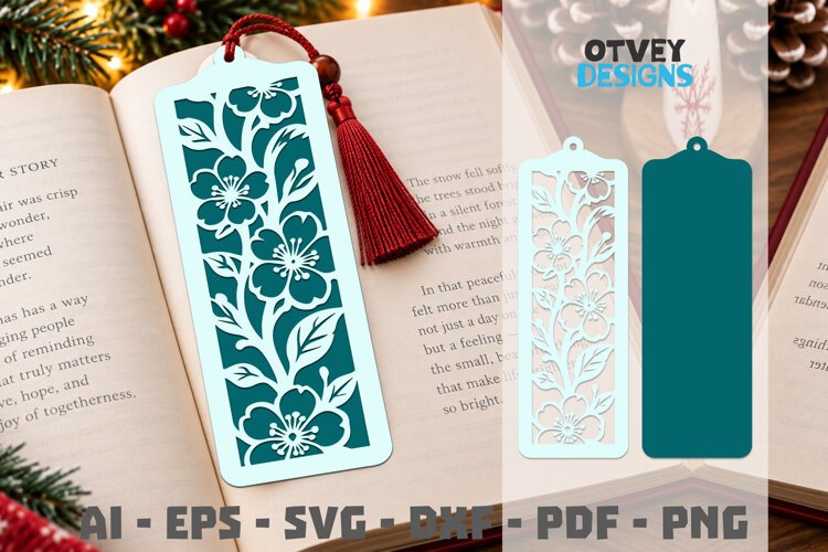Floral Bookmark Papercut example image 1