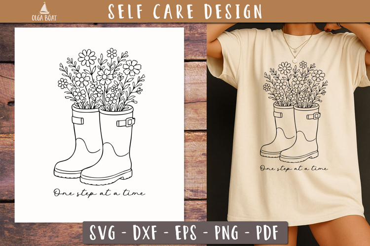 Floral Boots SVG Self-Care Quote