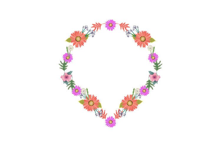 Floral border box label of wreath with branch and leaves ele