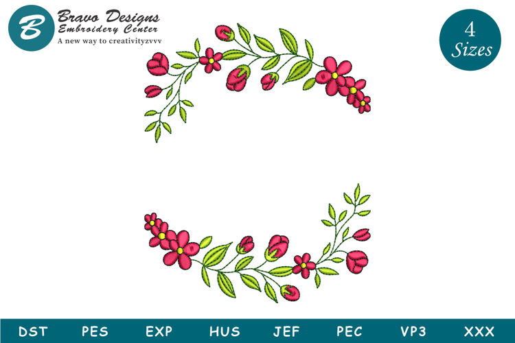 Floral Frame Wreath Embroidery Design