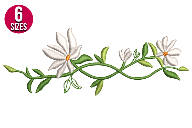 Floral Border Machine Embroidery Design | Elegant Pattern