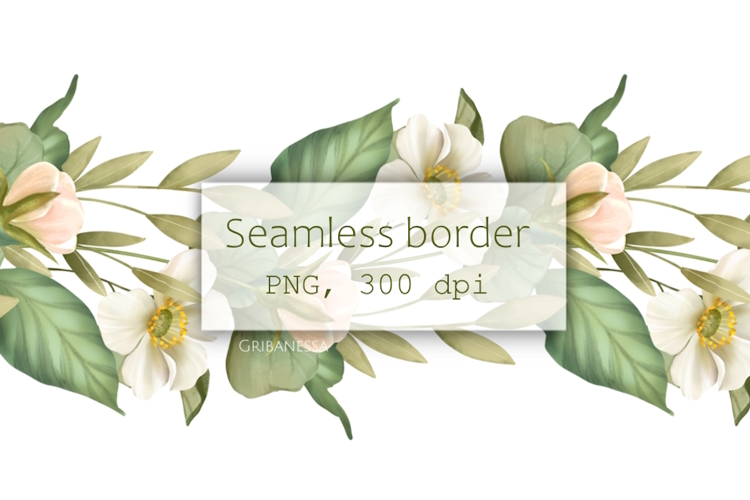 Floral garland | Seamless flowers border PNG