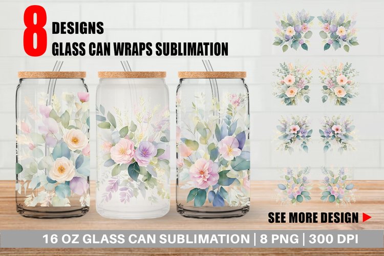 Floral Bouquet Glass Can Wraps example image 1