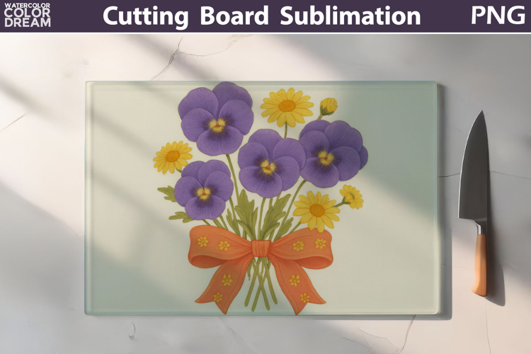 Floral Bow Cutting Board | Pansies Cutting Board