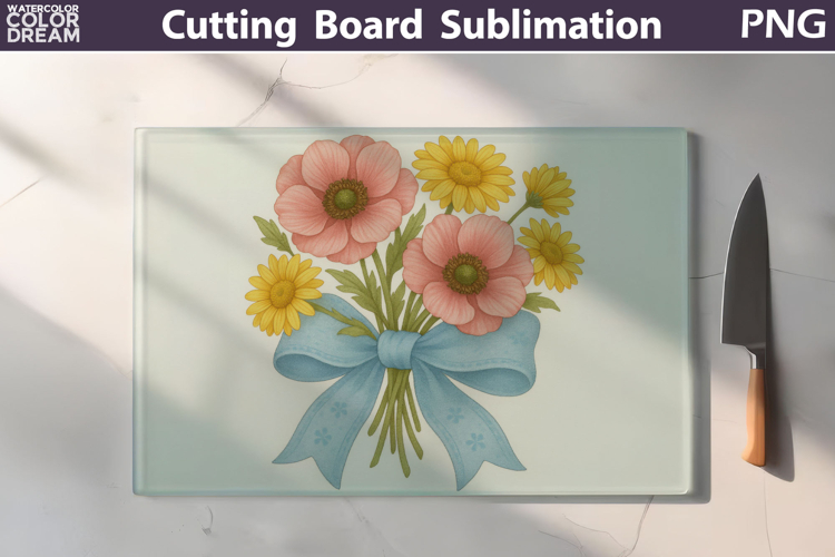 Floral Bow Cutting Board | Anemones Daisy Cutting Board