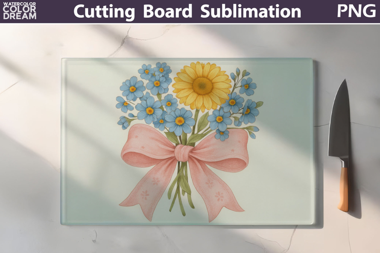 Floral Bow Cutting Board | Daisy Wildflowers Cutting Board