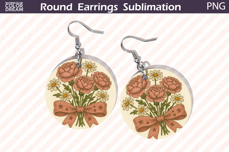 Peach Carnation Earrings Design | Round Floral Jewelry