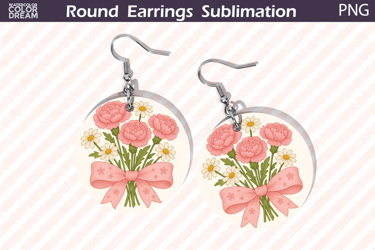 Pink Carnation Earrings Design | Round Floral Jewelry