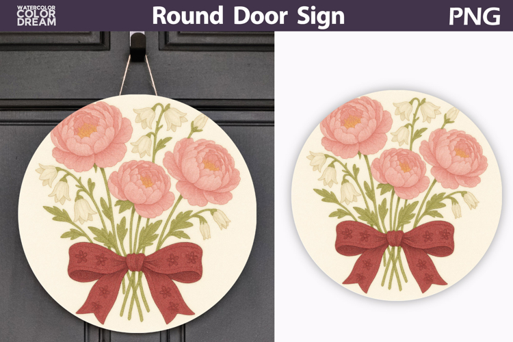 Peonies Round Sign | Wildflowers Sublimation